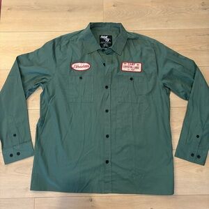 Friday the 13th Green Halloween Costume Camp Crystal Lake Button Up Shirt XL
